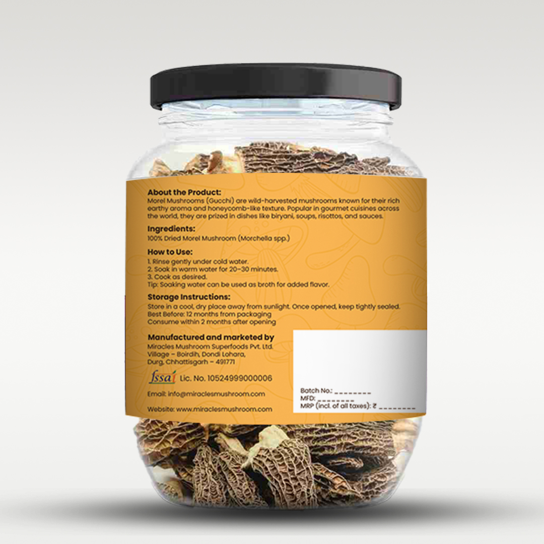 Miracles Mushroom's Dried Morel (Gucchi) Mushrooms 50g